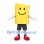 Yellow Block Mascot Costume with Smiling Face and Black Shorts