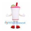 Drink Cup Mascot Costume with Pink Lid Red Straw and Lime Slice
