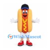 Hot Dog Mascot Costume with Navy Cap and Yellow Mustard Detail