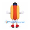 Hot Dog Mascot Costume with Navy Cap and Yellow Mustard Detail