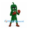 Chili Pepper Mascot Costume in Green with Red Boxing Gloves