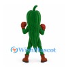 Chili Pepper Mascot Costume in Green with Red Boxing Gloves
