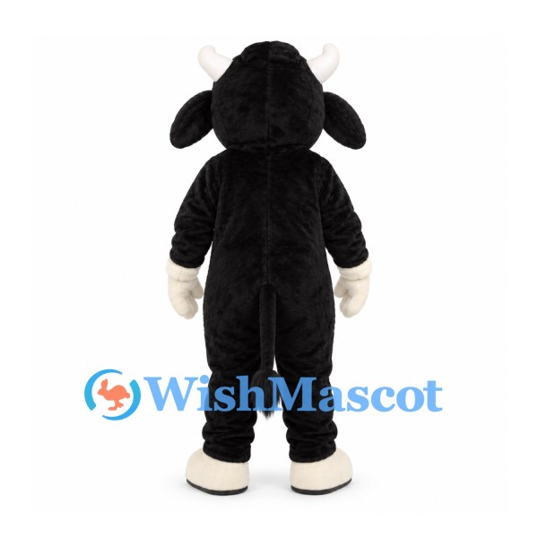 Bull Mascot Costume in Black with Pink Muzzle and Cream Belly
