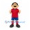 Boy Mascot Costume with Black Hair and Red Soccer Shirt