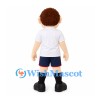 Boy Mascot Costume with Brown Hair and White Shirt with Navy Shorts