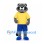 Raccoon Mascot Costume in Gray with Yellow Shirt and Blue Shorts