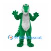 Alligator Mascot Costume in Green with Gray Belly and Long Tail