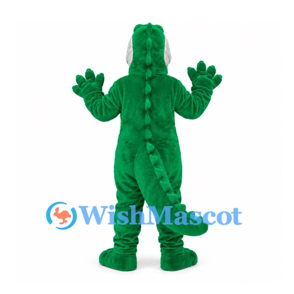 Alligator Mascot Costume in Green with Gray Belly and Long Tail