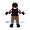 Troll Mascot Costume with Spiky Brown Hair and Black Sports Vest