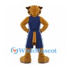 Wildcat Mascot Costume in Tan with Navy Basketball Uniform