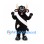 Black Bull Mascot Costume with White Sash and Long Cream Horns