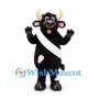Black Bull Mascot Costume with White Sash and Long Cream Horns