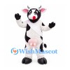 Cow Mascot Costume in Black and White with White Sash and Pink Udder