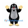 Mole Mascot Costume in Black with Gray Belly and Yellow Hands
