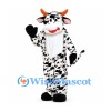 Cow Mascot Costume with Black Speckled Coat and Orange Horns