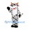 Cow Mascot Costume with Black Speckled Coat and Orange Horns