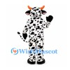 Cow Mascot Costume with Black Speckled Coat and Orange Horns