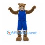 Cougar Mascot Costume in Brown with Blue Basketball Uniform