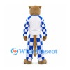 Cougar Mascot Costume with Blue and White Checkered Outfit