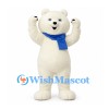 Polar Bear Mascot Costume in Cream with Blue Scarf and Round Belly