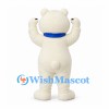 Polar Bear Mascot Costume in Cream with Blue Scarf and Round Belly