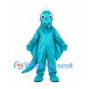 Dragon Mascot Costume in Turquoise with White Spikes and Wing Cape
