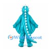 Dragon Mascot Costume in Turquoise with White Spikes and Wing Cape