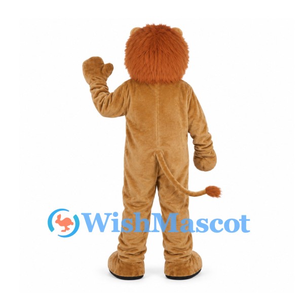 Lion Mascot Costume in Tan with Orange Mane and Long Tail