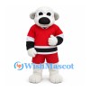 Polar Bear Mascot Costume with Red Hockey Shirt and Shorts