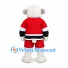 Polar Bear Mascot Costume with Red Hockey Shirt and Shorts