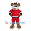Bull Mascot Costume in Brown with Red Hockey Shirt and Shorts