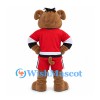 Bull Mascot Costume in Brown with Red Hockey Shirt and Shorts