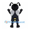 Wasp Mascot Costume in Black with Gray Wings and Black Sports Uniform