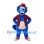 Beaver Mascot Costume in Blue with Red Cap and Plaid Shirt