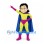 Superhero Girl Mascot Costume with Yellow Suit and Blue Cape