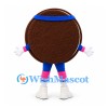 Chocolate Cookie Mascot Costume with Blue Headband and Pink Wristbands