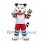 White Tiger Mascot Costume with Black Stripes and Red Sports Shorts