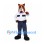 Police Dog Mascot Costume in Brown with White Shirt and Navy Pants
