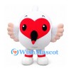 Lovebird Mascot Costume in White with Red Heart Face and Pink Wings