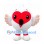 Lovebird Mascot Costume in White with Red Heart Face and Pink Wings