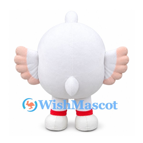 Lovebird Mascot Costume in White with Red Heart Face and Pink Wings
