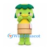 Kappa Mascot Costume in Green with Leaf Head and Wooden Bucket