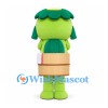 Kappa Mascot Costume in Green with Leaf Head and Wooden Bucket