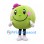 Round Fruit Mascot Costume in Lime Green with Pink Hat