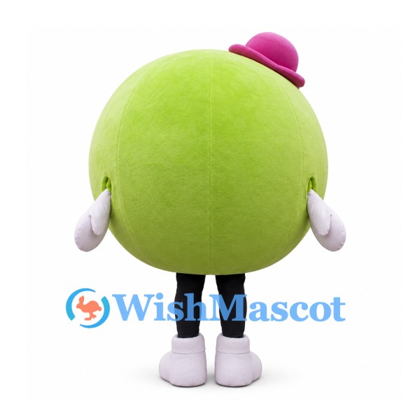 Round Fruit Mascot Costume in Lime Green with Pink Hat