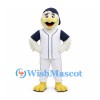 Eagle Mascot Costume with Navy Cap and White Baseball Uniform