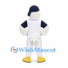 Eagle Mascot Costume with Navy Cap and White Baseball Uniform
