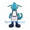 Dragon Mascot Costume in Teal with White Sports Uniform and Curled Tail