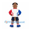 Dog Mascot Costume with Red White and Blue Jacket and Navy Shorts