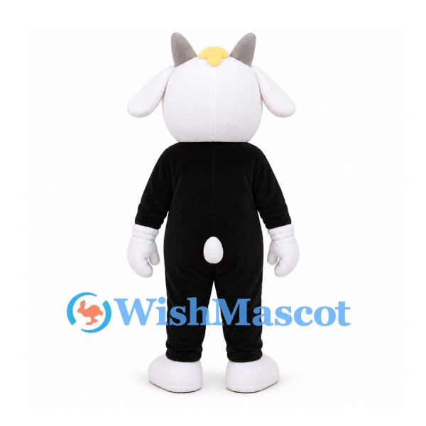 Goat Mascot Costume with White Head and Black Body